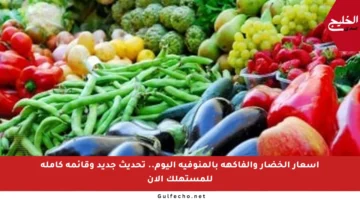 أسعار الخضار والفاكهة بالمنوفية اليوم.. تحديث جديد وقائمة كاملة للمستهلك الآن